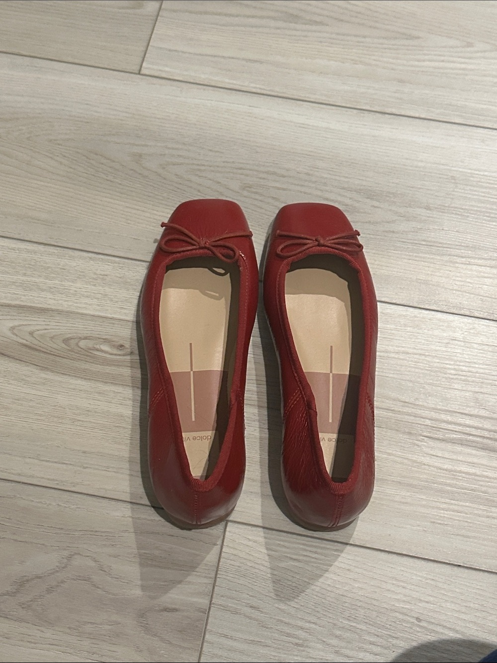 Dolce Vita Red Leather Ballet Flats with Bow Trim. Brand New Never Worn